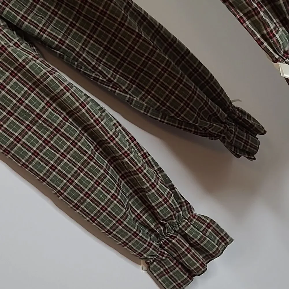 Xuan Vintage Inspired Cotton Plaid Pajama Set